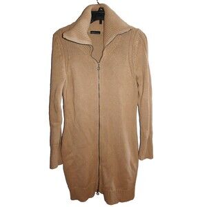Victoria's Secret Moda International Tan Chunky Knit Long Zip Sweater Size L